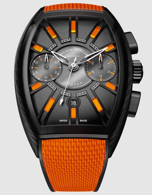 Franck Muller Curvex CX Flash Chronograph Replica Watch Cheap Price CX36 CC DT FLASH OR CARBON TTNRBR Orange calfskin strap